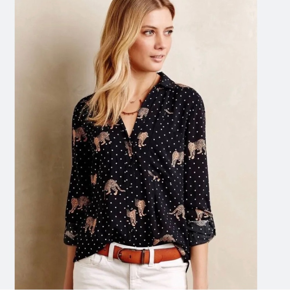 Maeve Polka Dot Cheetah Shirt